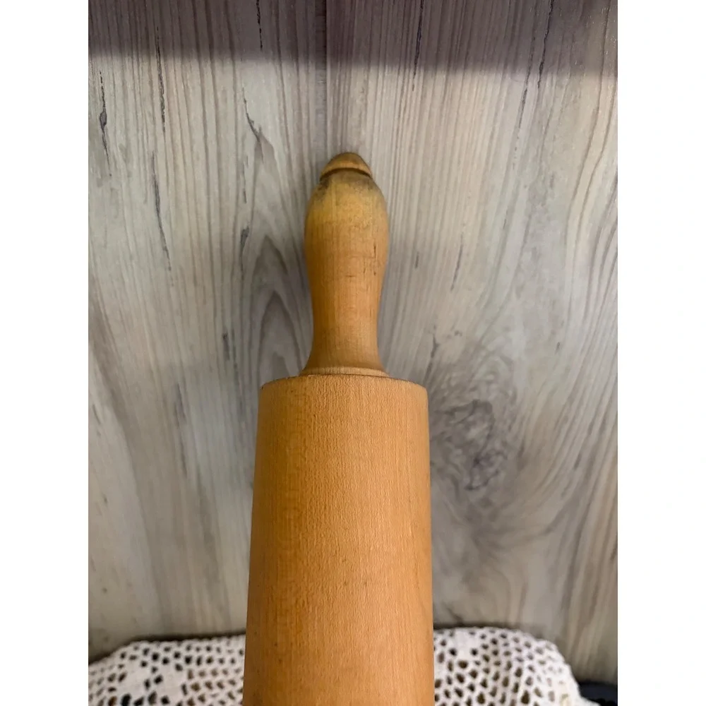 Vintage Wood Rolling Pin Farmhouse Kitchen Baker Tool USA